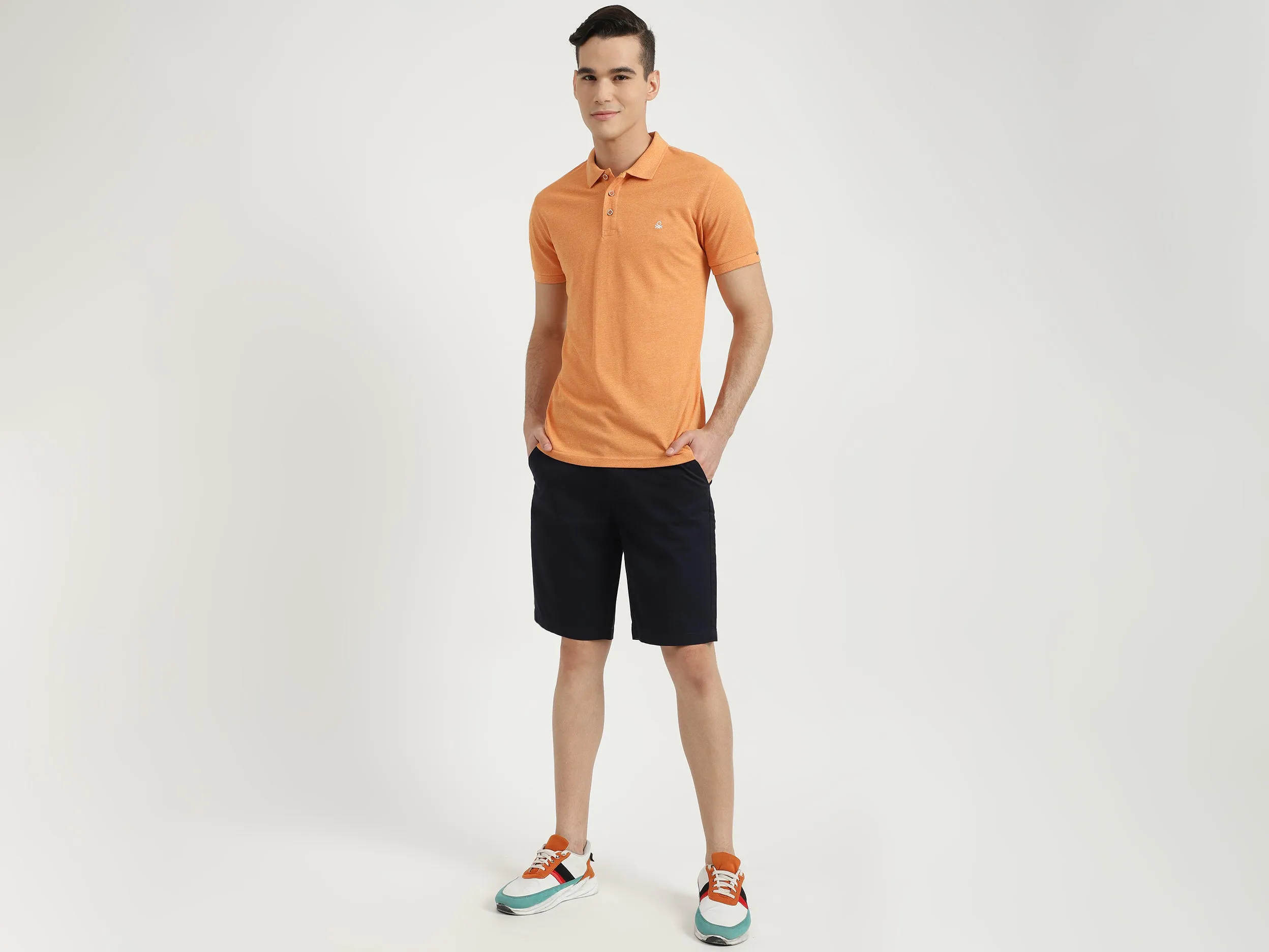 Mens Slim Fit Solid Shorts