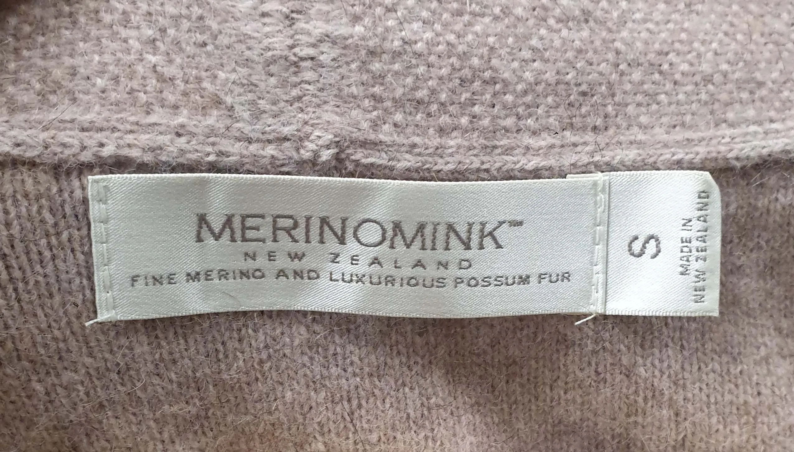 Merinomink New Zealand pink wool/possum/silk mix cardigan size S