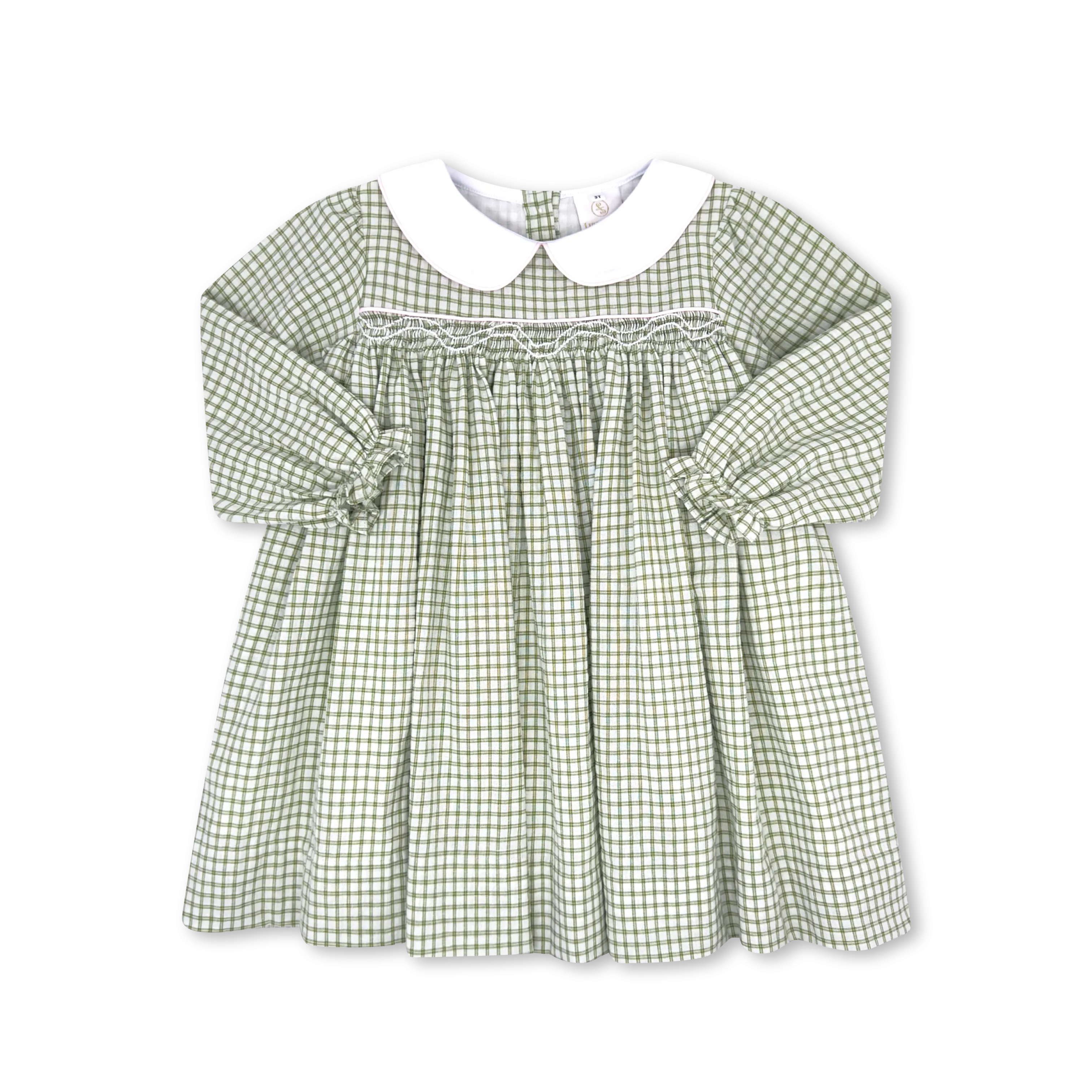 Michelle Dress Long Sleeve - Grove Park Green Windowpane