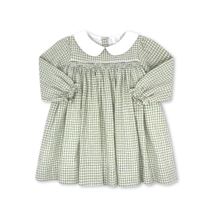 Michelle Dress Long Sleeve - Grove Park Green Windowpane