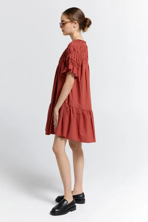 Mini Orestes Organic Cotton Dress Rustic Brown
