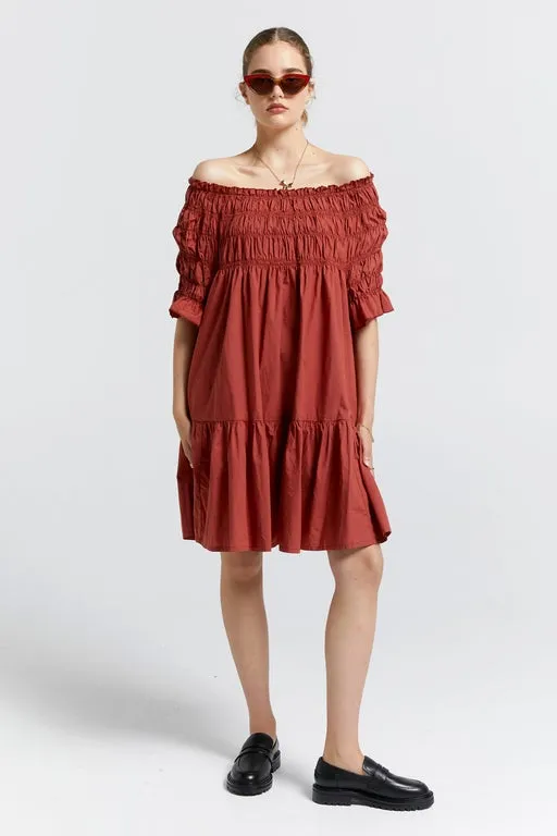 Mini Orestes Organic Cotton Dress Rustic Brown