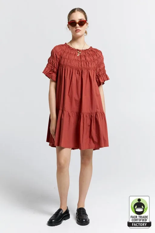 Mini Orestes Organic Cotton Dress Rustic Brown