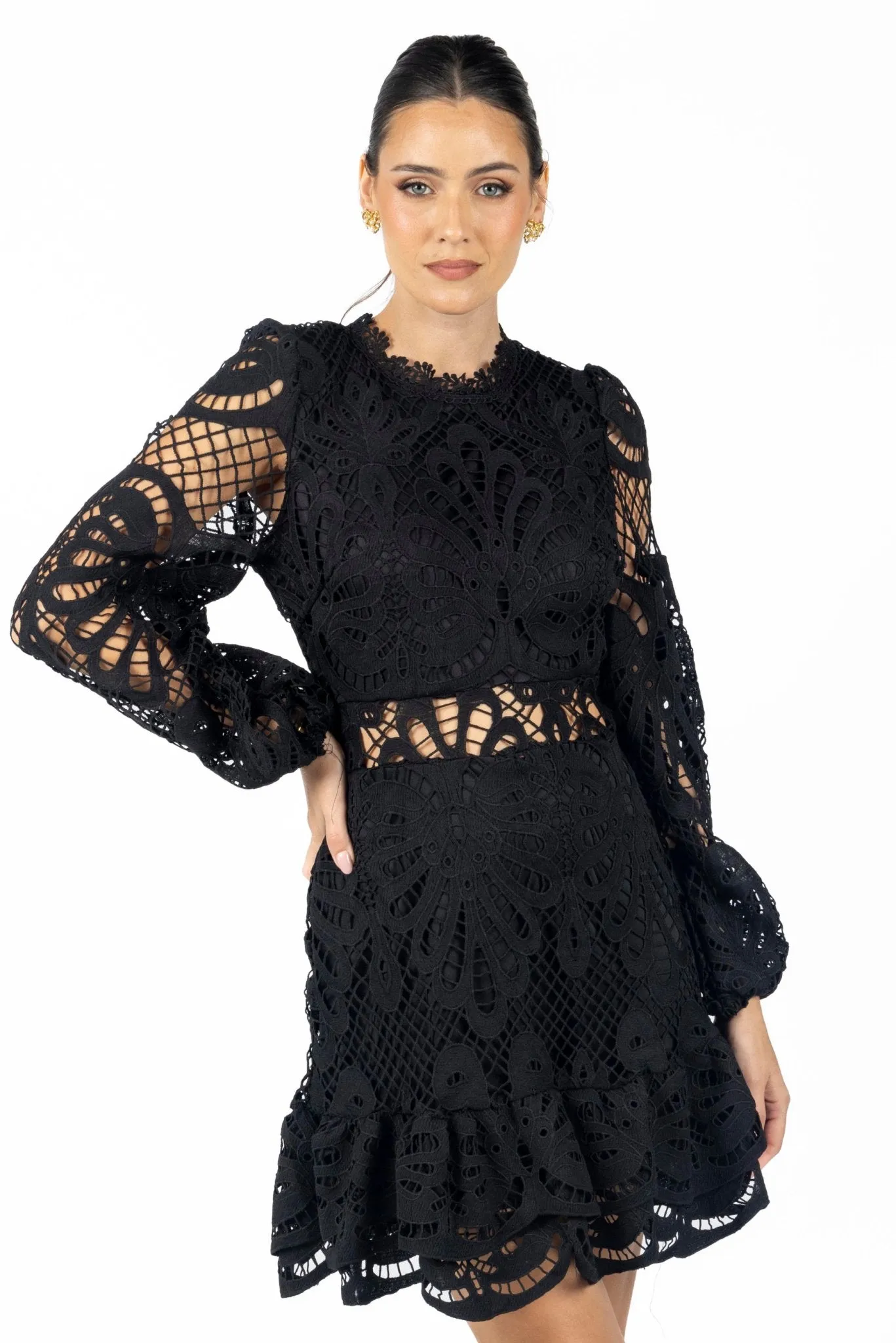 Miranda Black Lace Mini Dress