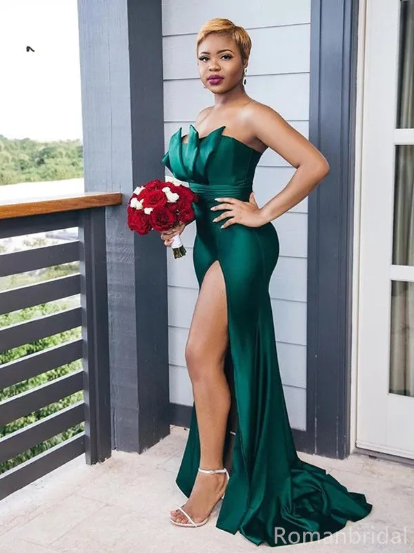 Mismatched Emerald Green Off the Shoulder Mermaid Satin Cheap Bridesmaid Dresses online, BG258