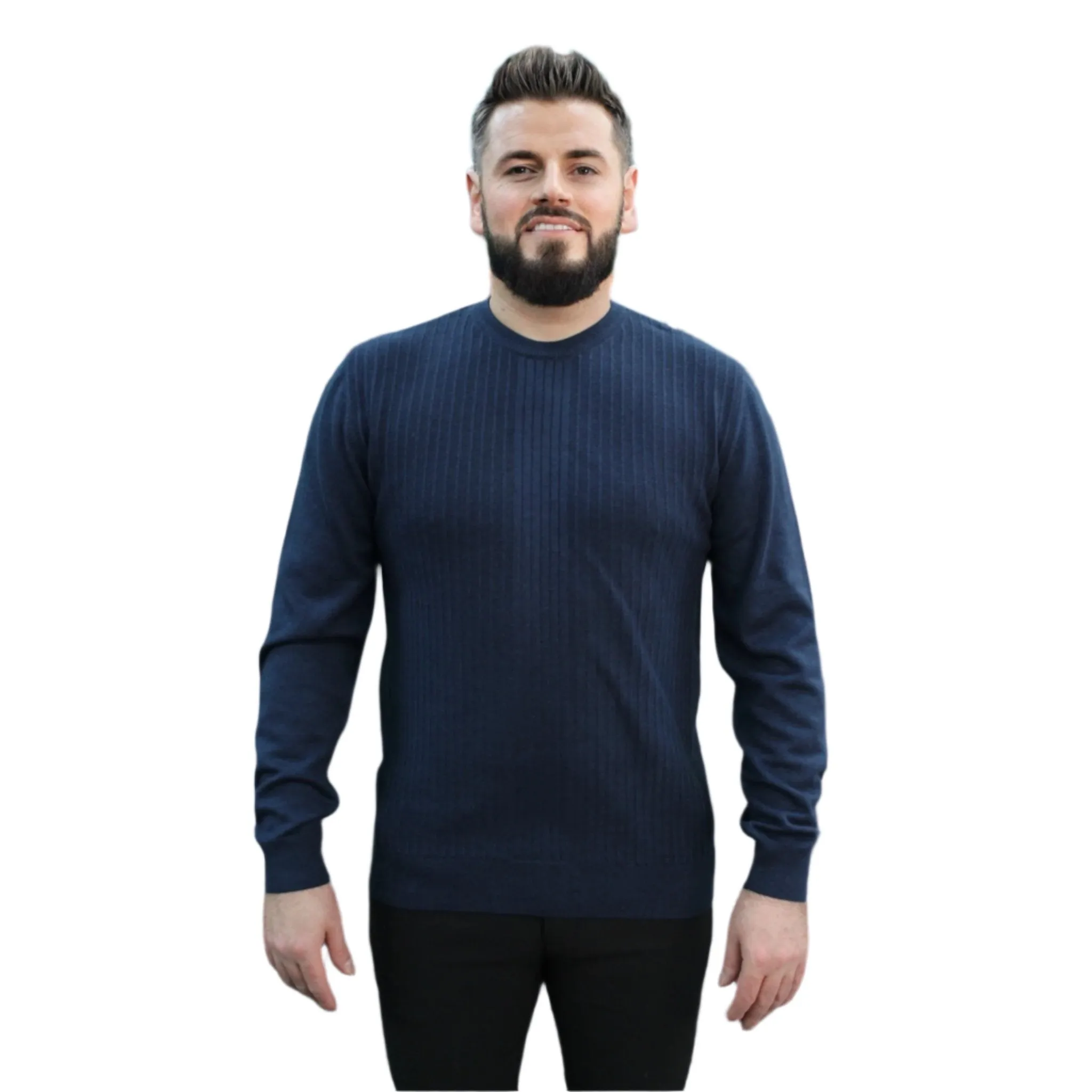 Navy Blue - Crew Neck - Wool-   Essential  Sweater