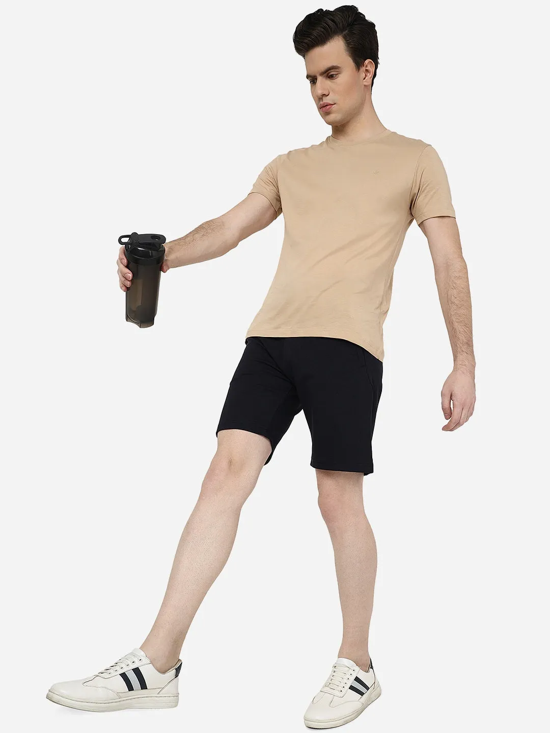 Navy Blue Solid Slim Fit Shorts | JadeBlue