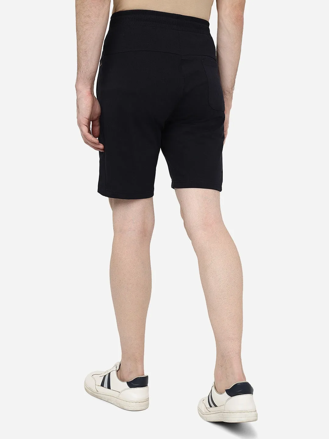 Navy Blue Solid Slim Fit Shorts | JadeBlue