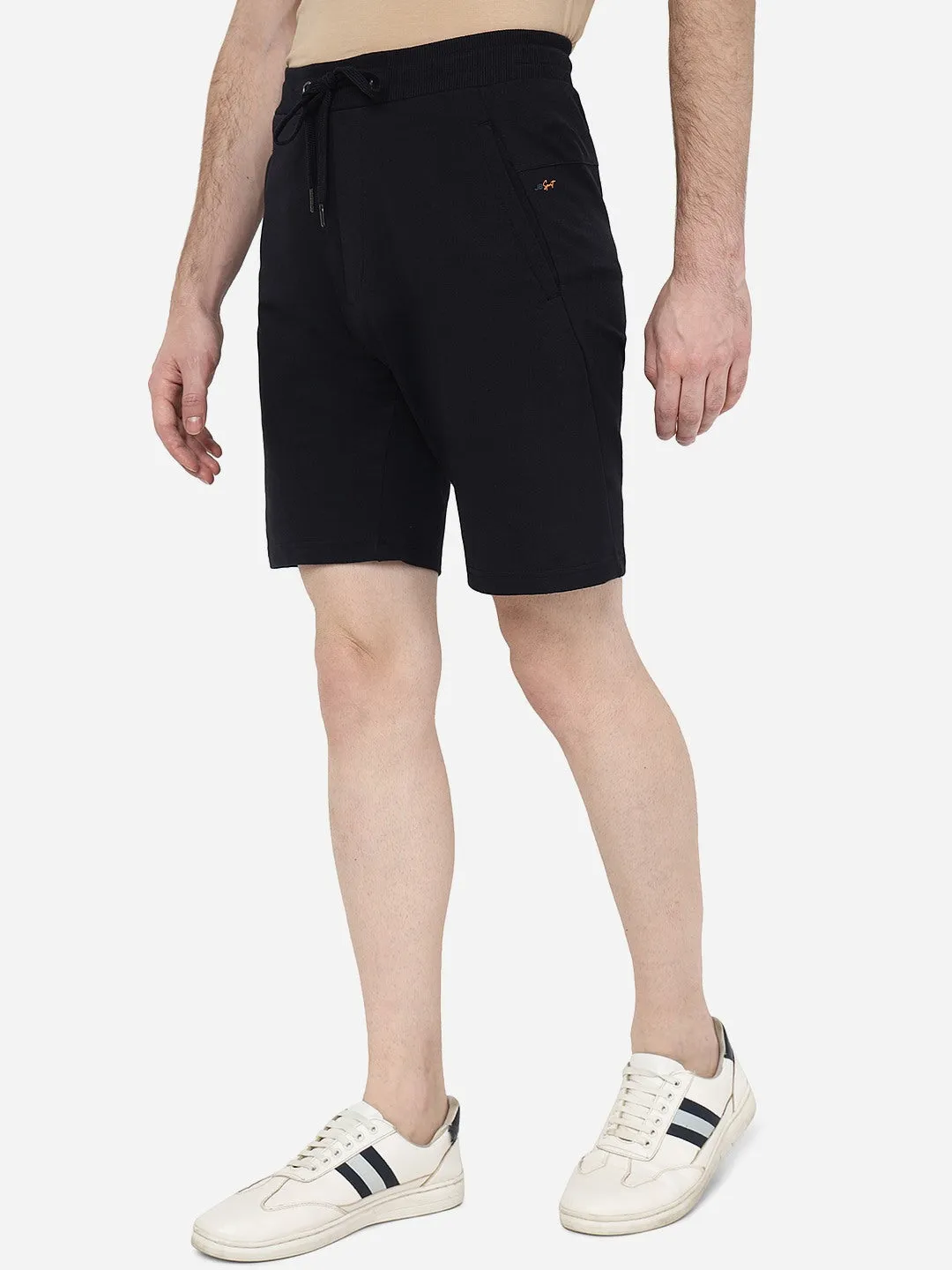 Navy Blue Solid Slim Fit Shorts | JadeBlue