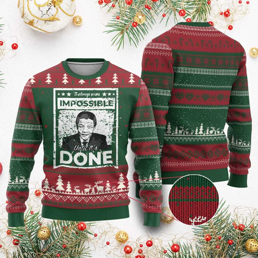 Nelson Mandela Ugly Christmas Sweater It Always Seems Impossible Until It's Done TS09