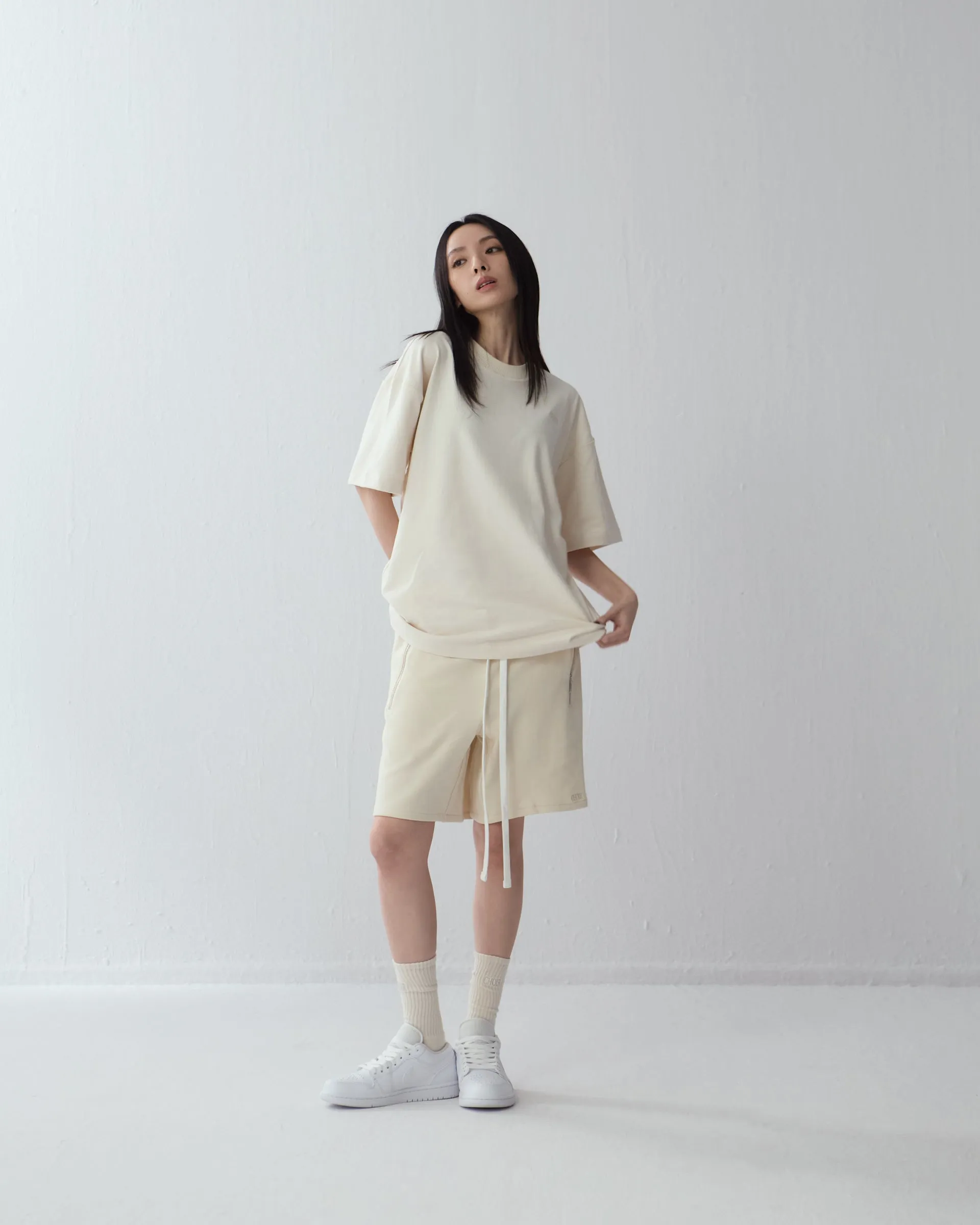 NEUTRALS Zip Shorts - Beige