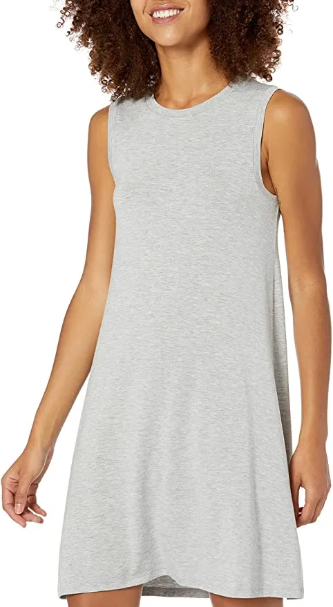 New Daily Ritual Women's Jersey Standard-Fit Muscle Swing Dress, Grey, Sz M!