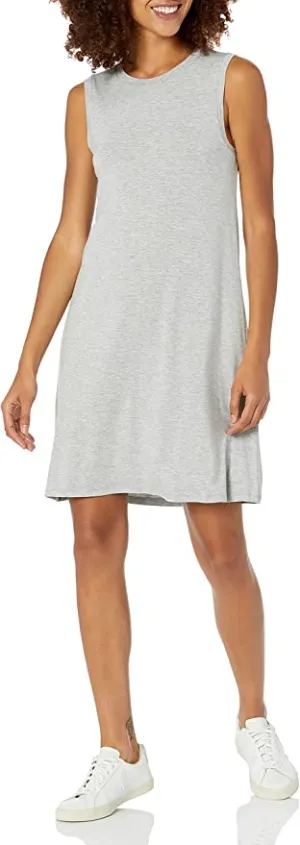 New Daily Ritual Women's Jersey Standard-Fit Muscle Swing Dress, Grey, Sz M!