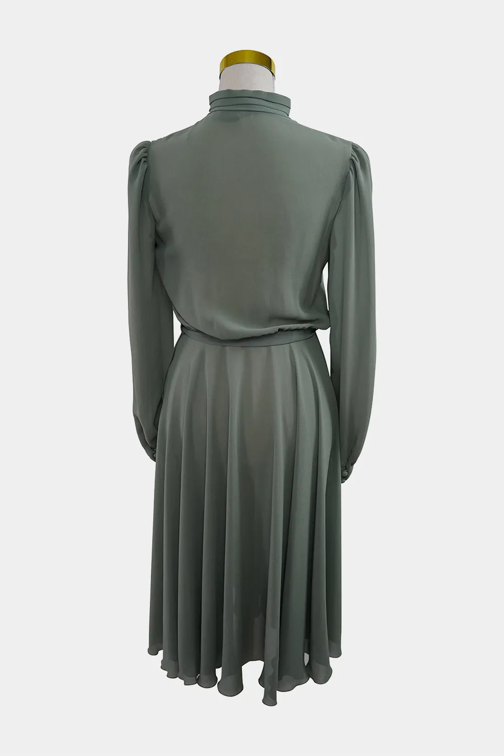 NICOLE Green Long Sleeve Sheer Midi Dress