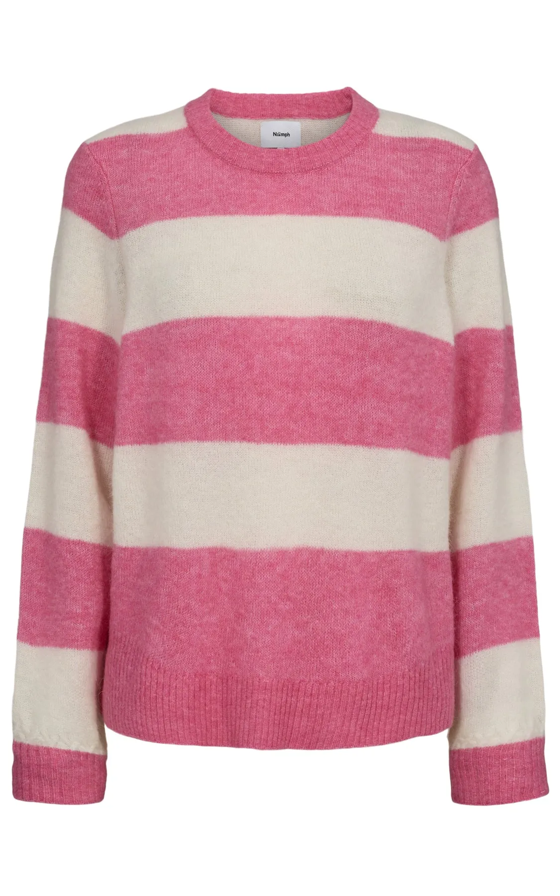 Nuriette Big Stripe Pullover Pink Cosmos