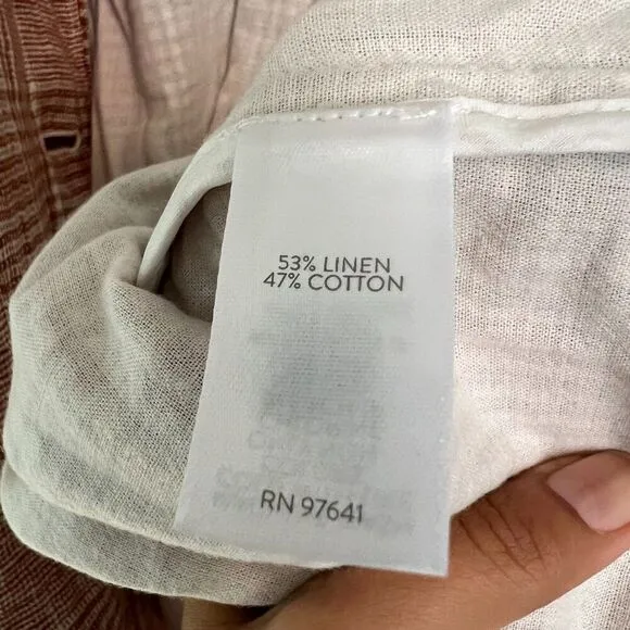 NWT J. Jill Linen Blend Oversized Plaid Blazer Jacket LT