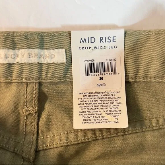 NWT Lucky Brand Wide High Waisted Stretchy Khaki Sz 2/26