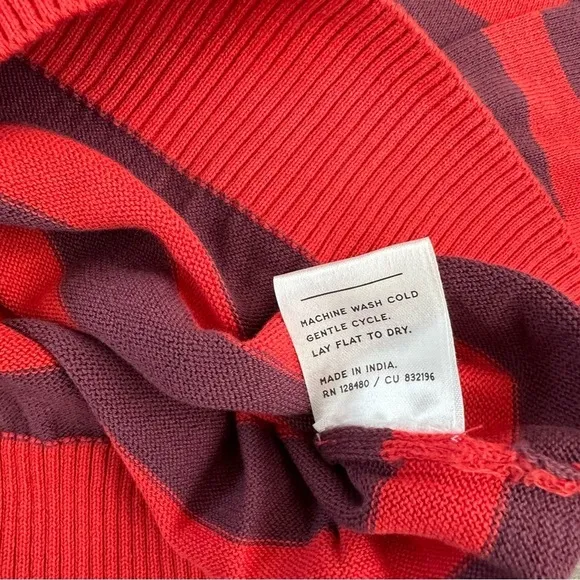 NWT Pact 100% Organic Cotton Classic Fine Knit Crew Neck Stripe Pullover Sweater