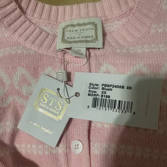 NWT SAIL to SABLE Blush Button Front Bow Cardigan