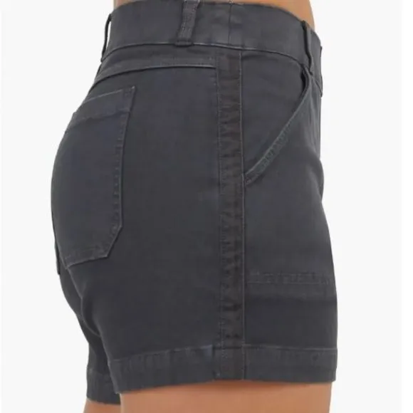 NWT! SPANX 6-Inch Stretch Twill Shorts in Washed Black at Nordstrom, Size Small