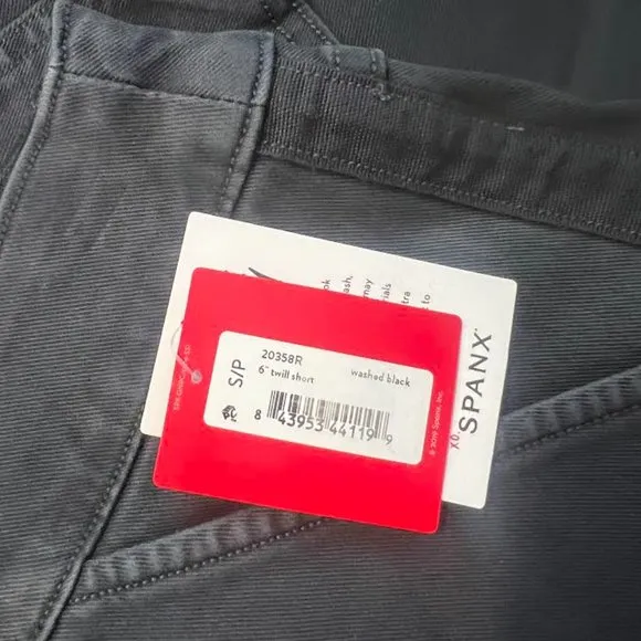 NWT! SPANX 6-Inch Stretch Twill Shorts in Washed Black at Nordstrom, Size Small
