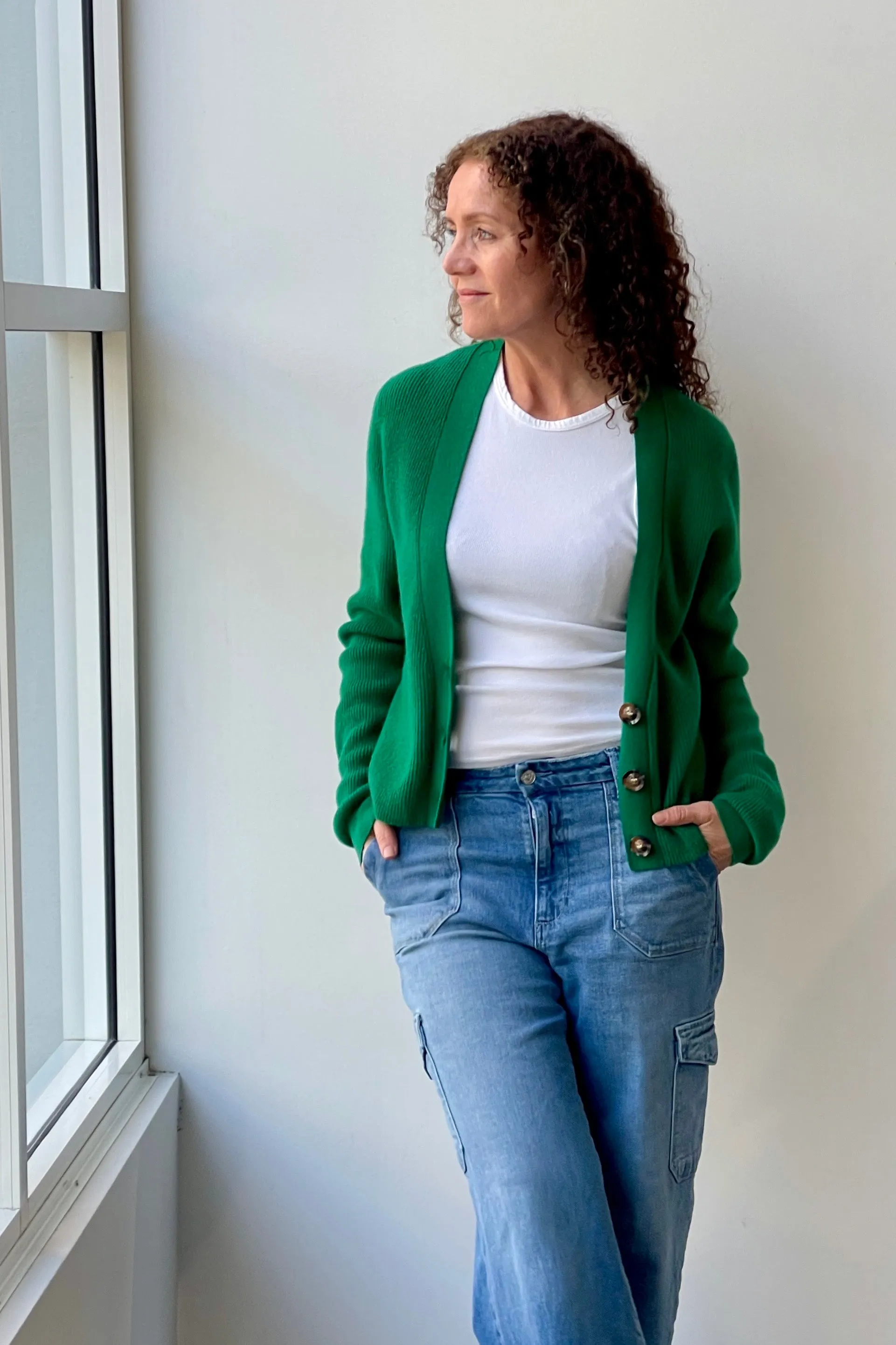 October Reign Atlas Cashmere Cardigan - Emerald Green