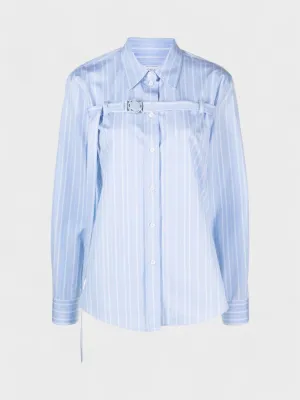 Off-White Stripe Poplin Buckle Shirt Light Blue