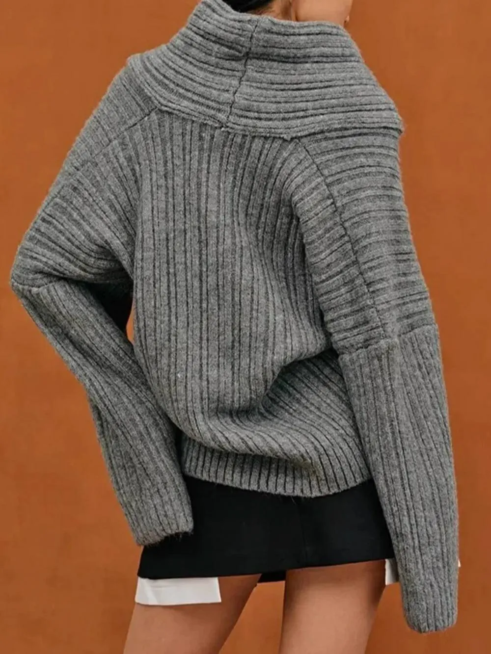 Oversized High Roll Knit Pullover