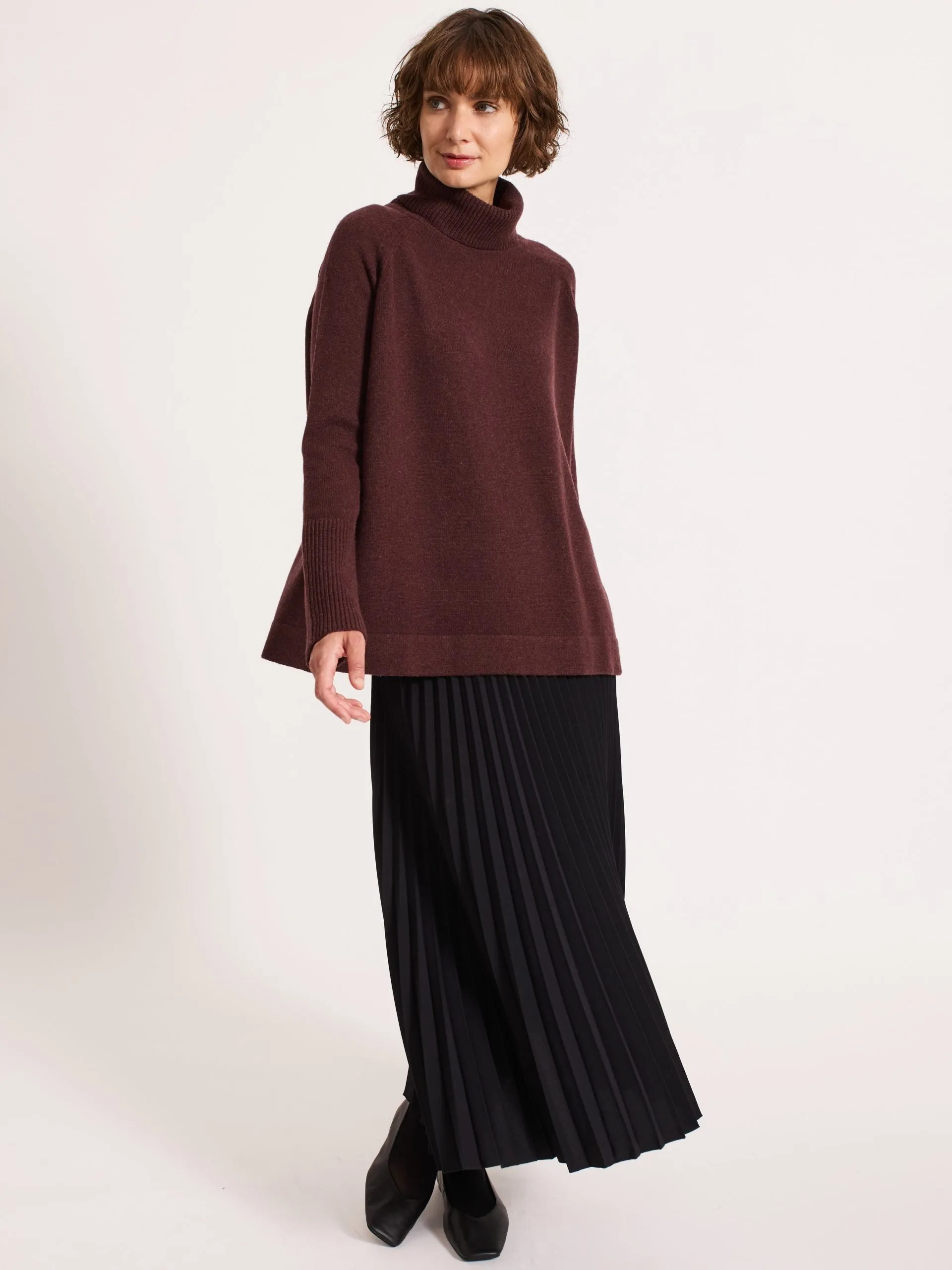 Oversized Raglan Sleeve Jumper Rust Brown