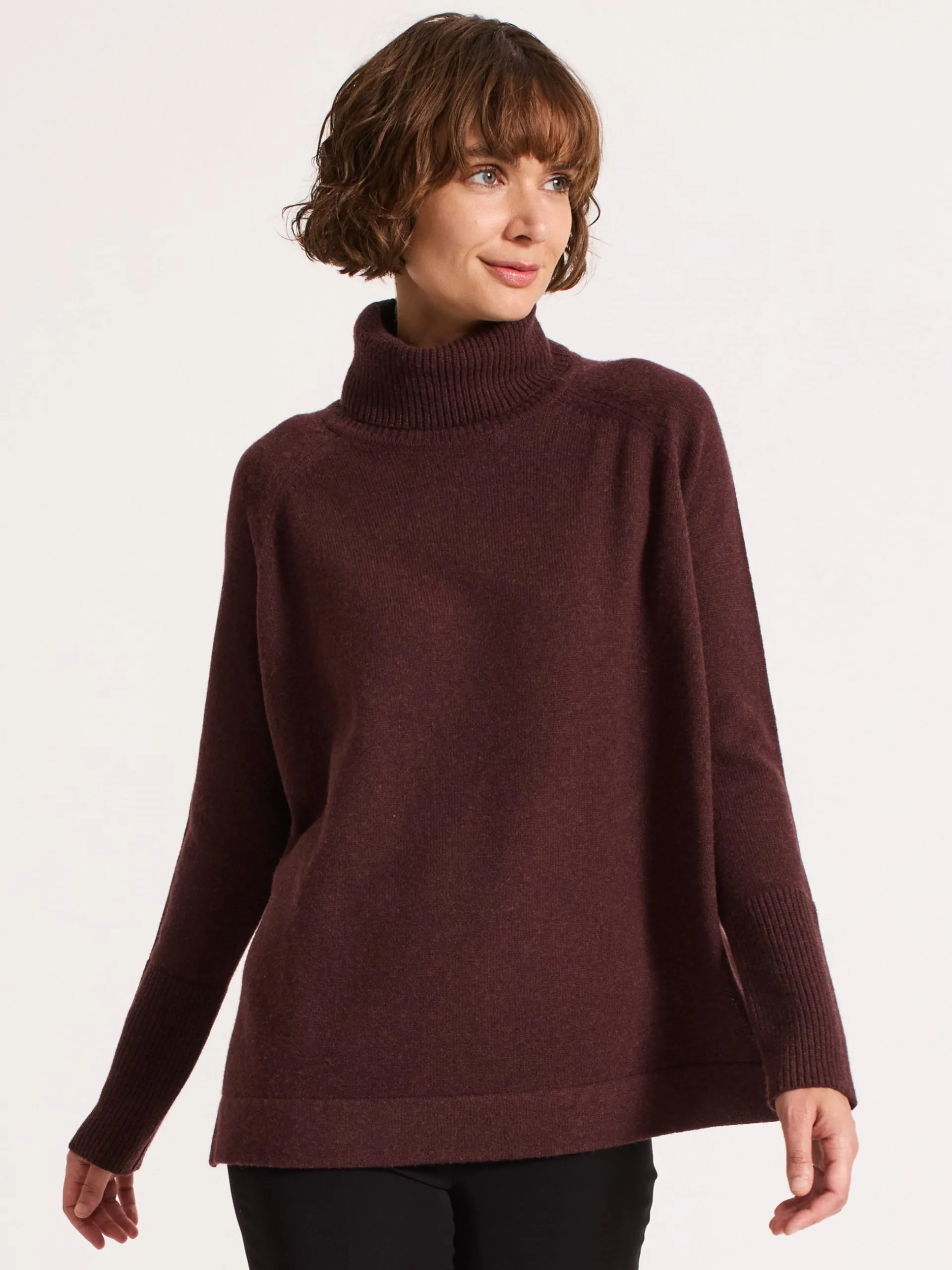 Oversized Raglan Sleeve Jumper Rust Brown