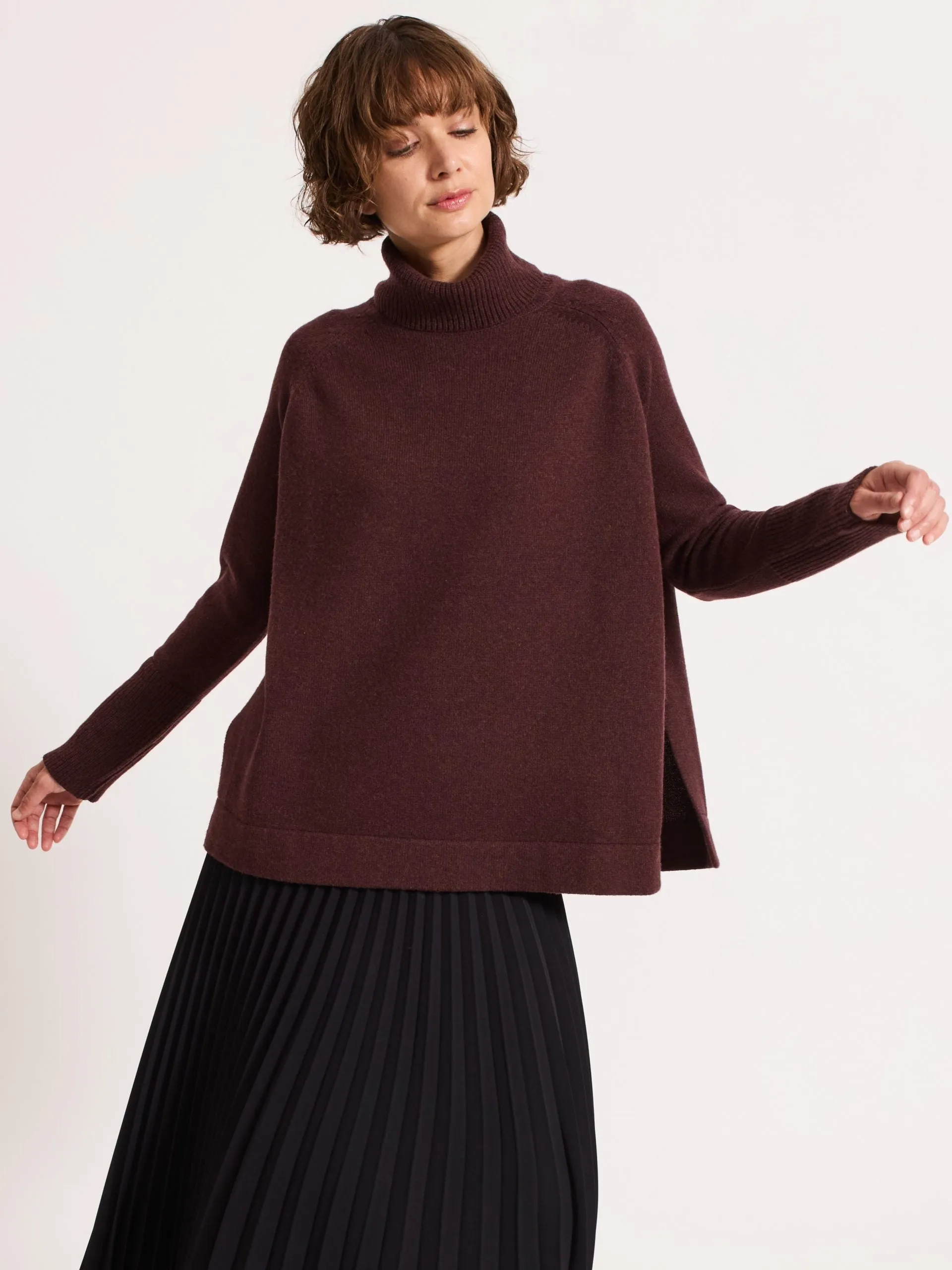 Oversized Raglan Sleeve Jumper Rust Brown
