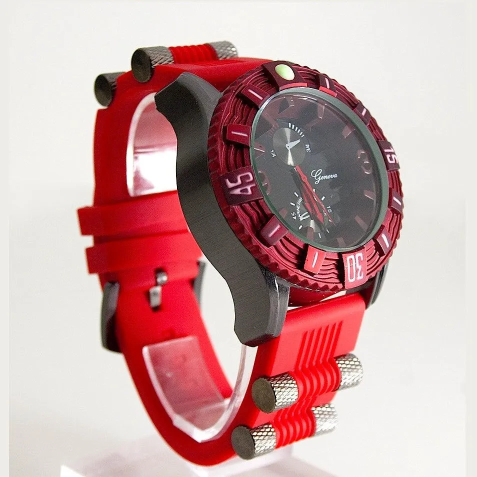 Oversized Red Mens Fashion Watch