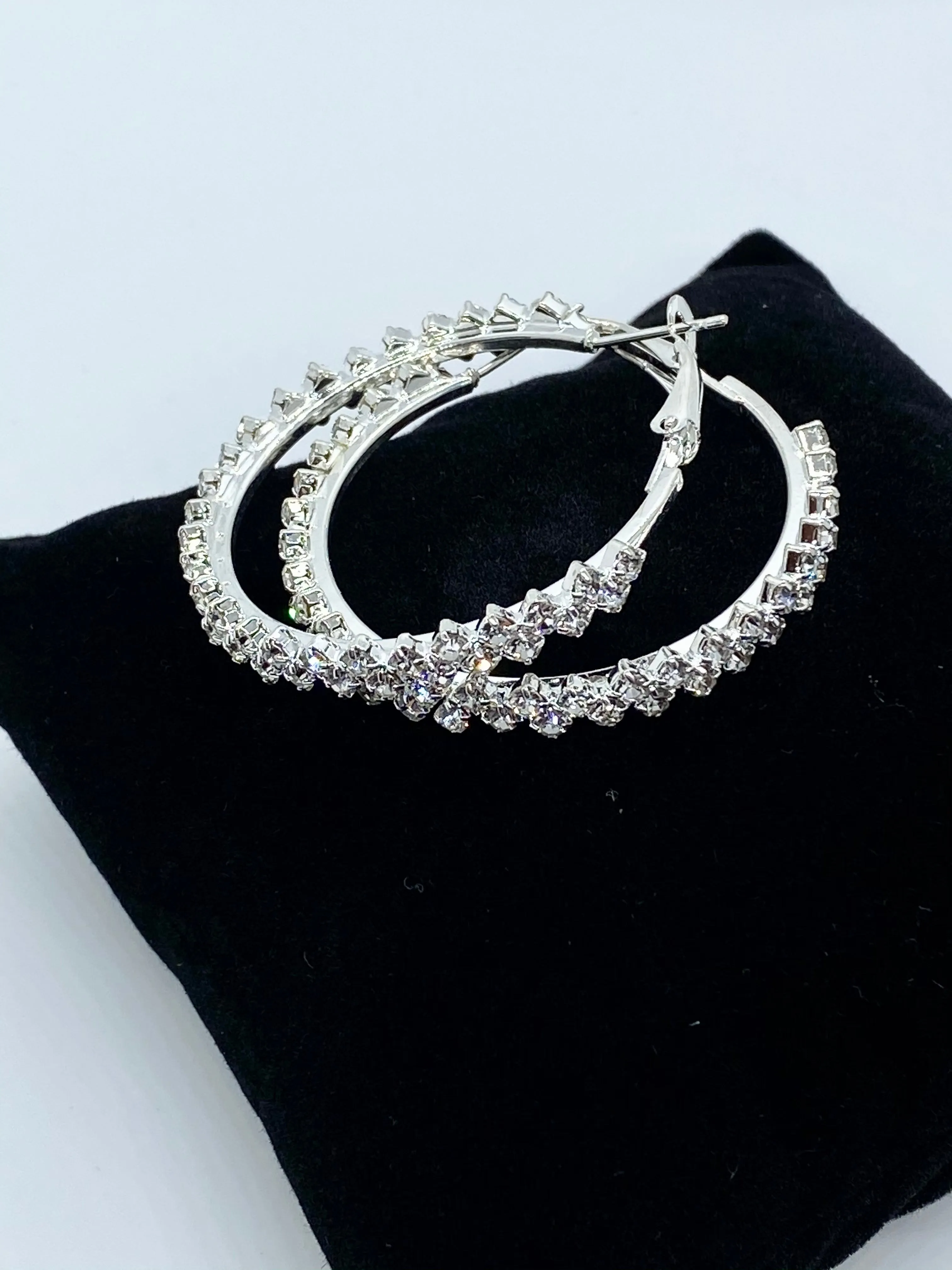 Oversized rhinestone hoop earrings
