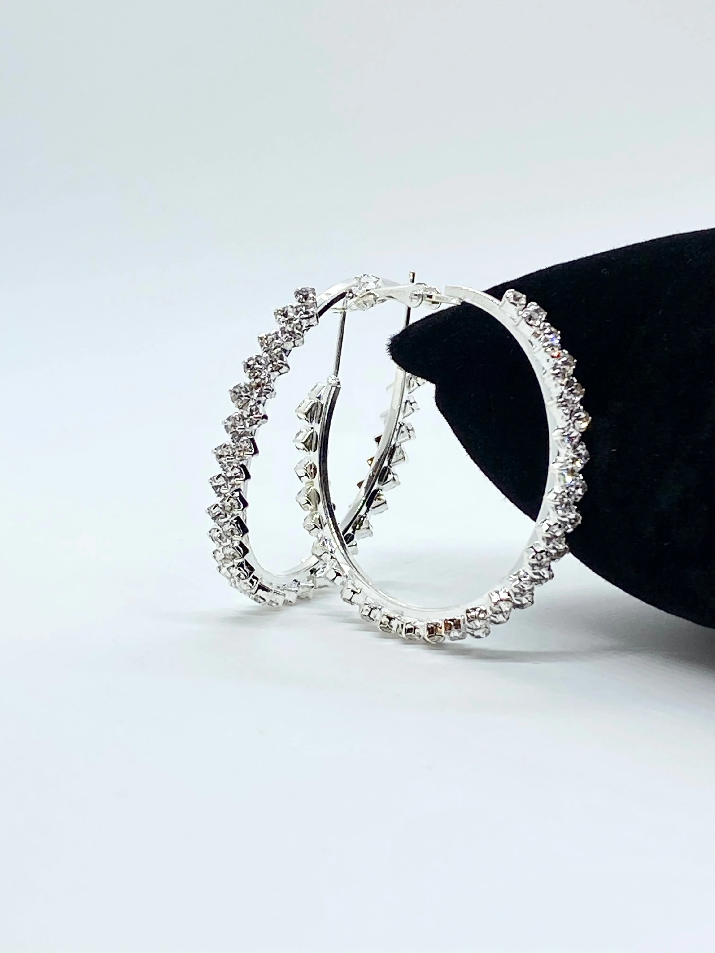 Oversized rhinestone hoop earrings