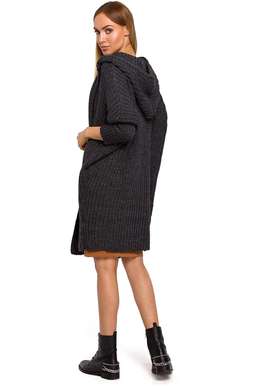 Oversized Unbuttoned Cardigan With Pockets