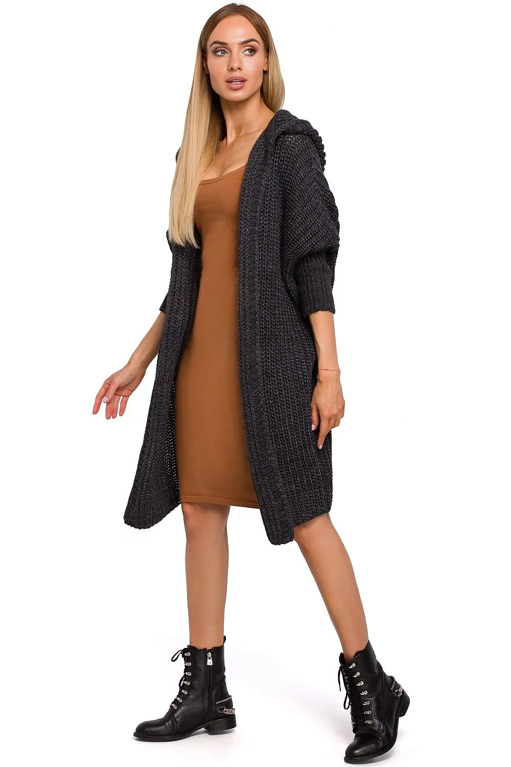 Oversized Unbuttoned Cardigan With Pockets