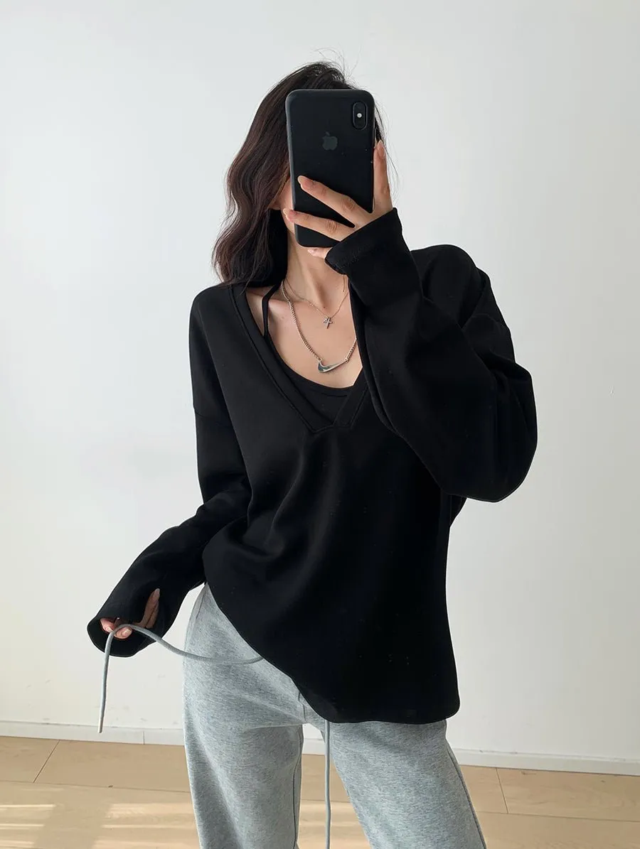 Oversized V-neck sweater