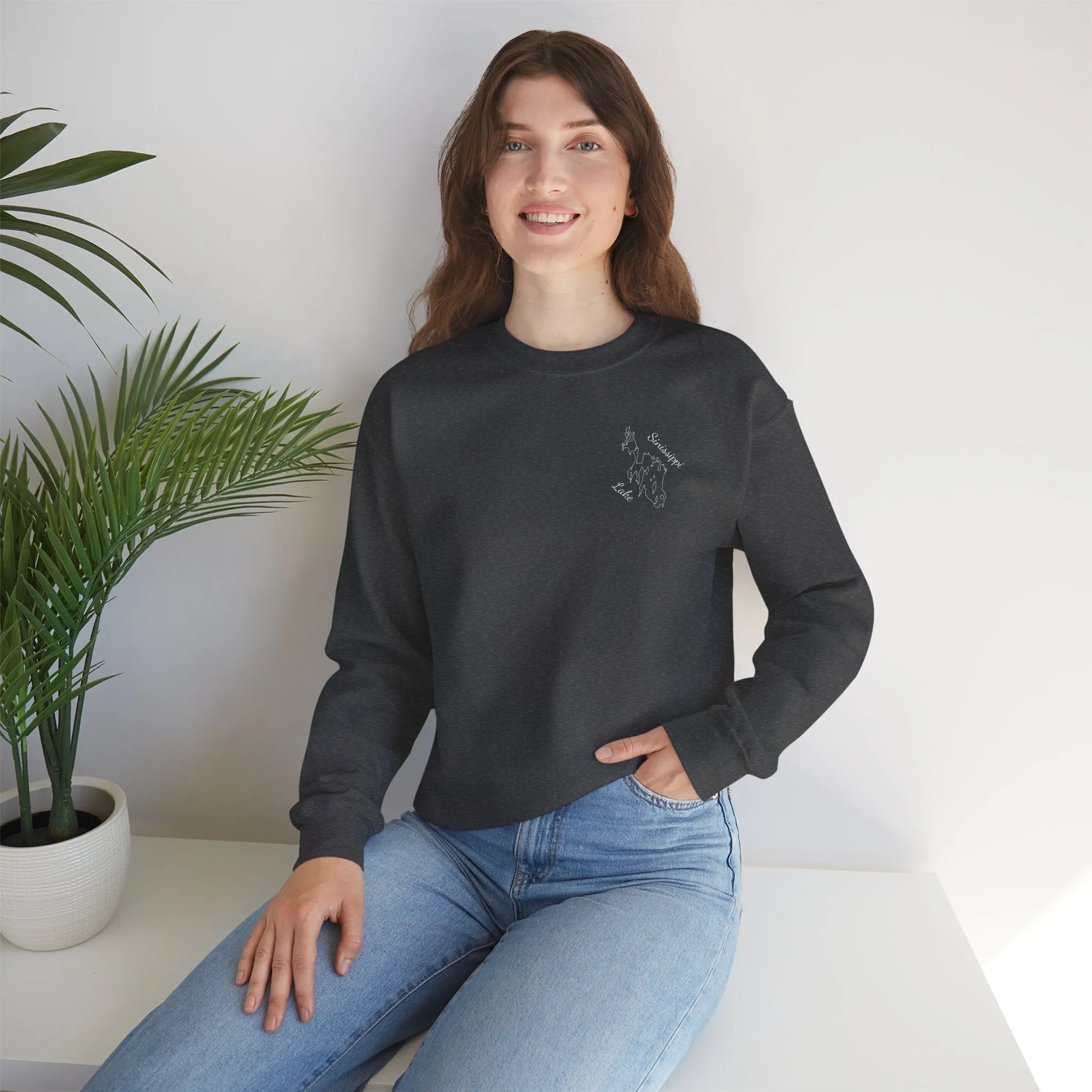 Paddle Board Girl - Sinissippi Lake Unisex Heavy Blend™ Crewneck Sweatshirt