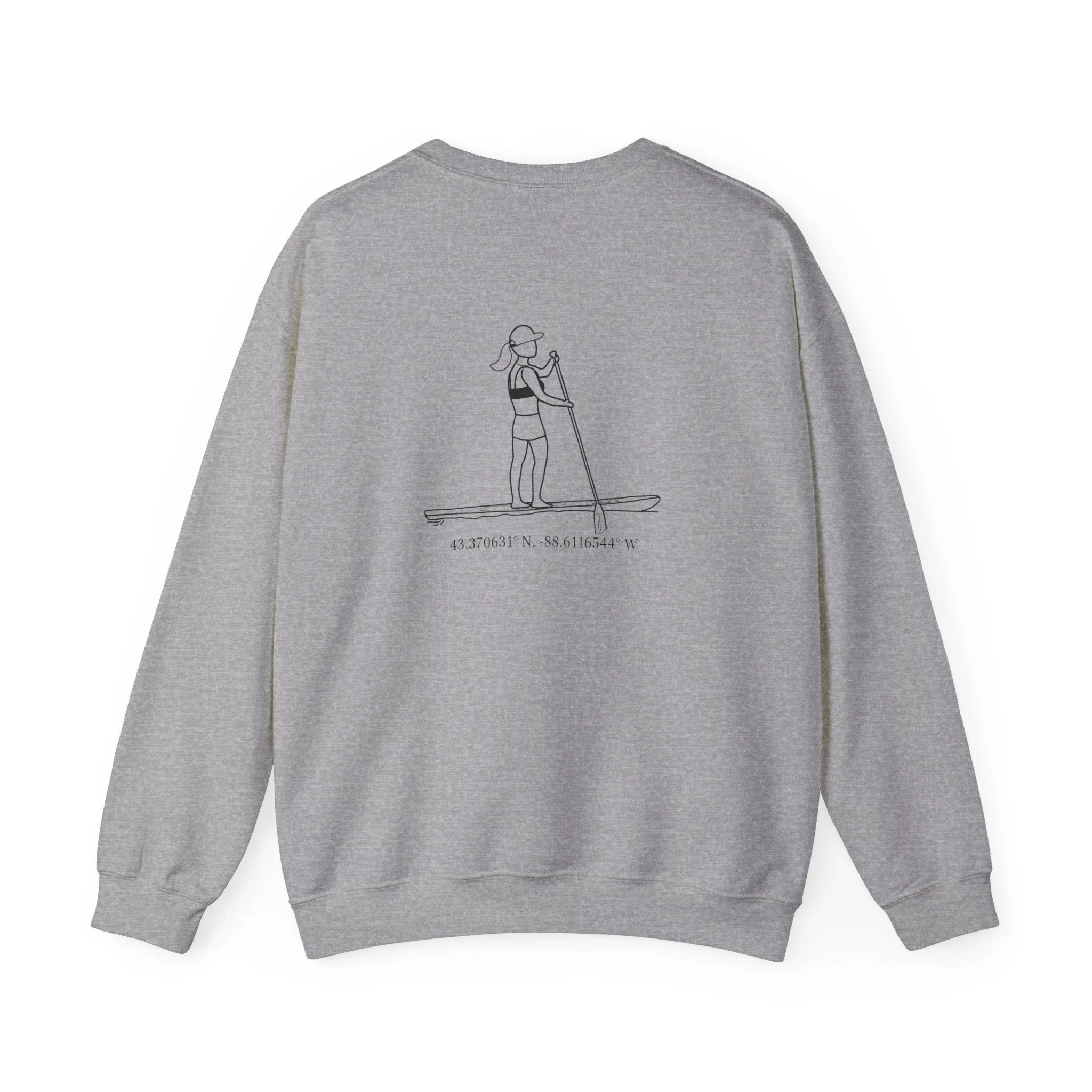 Paddle Board Girl - Sinissippi Lake Unisex Heavy Blend™ Crewneck Sweatshirt