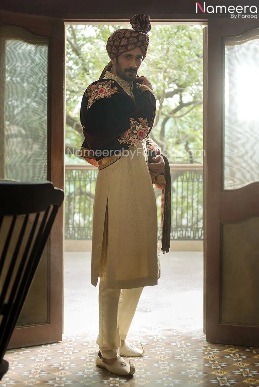 Pakistani Mens Kurta Designer Sherwani for Groom #GN60