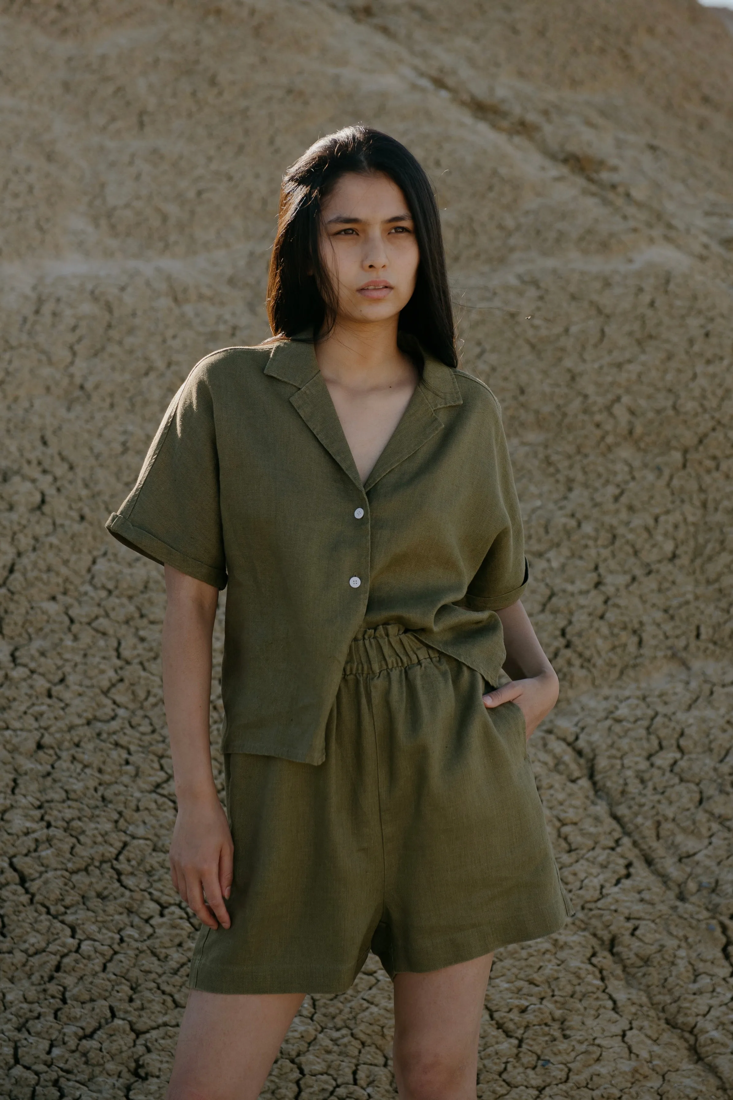 Paperbag Shorts Olive
