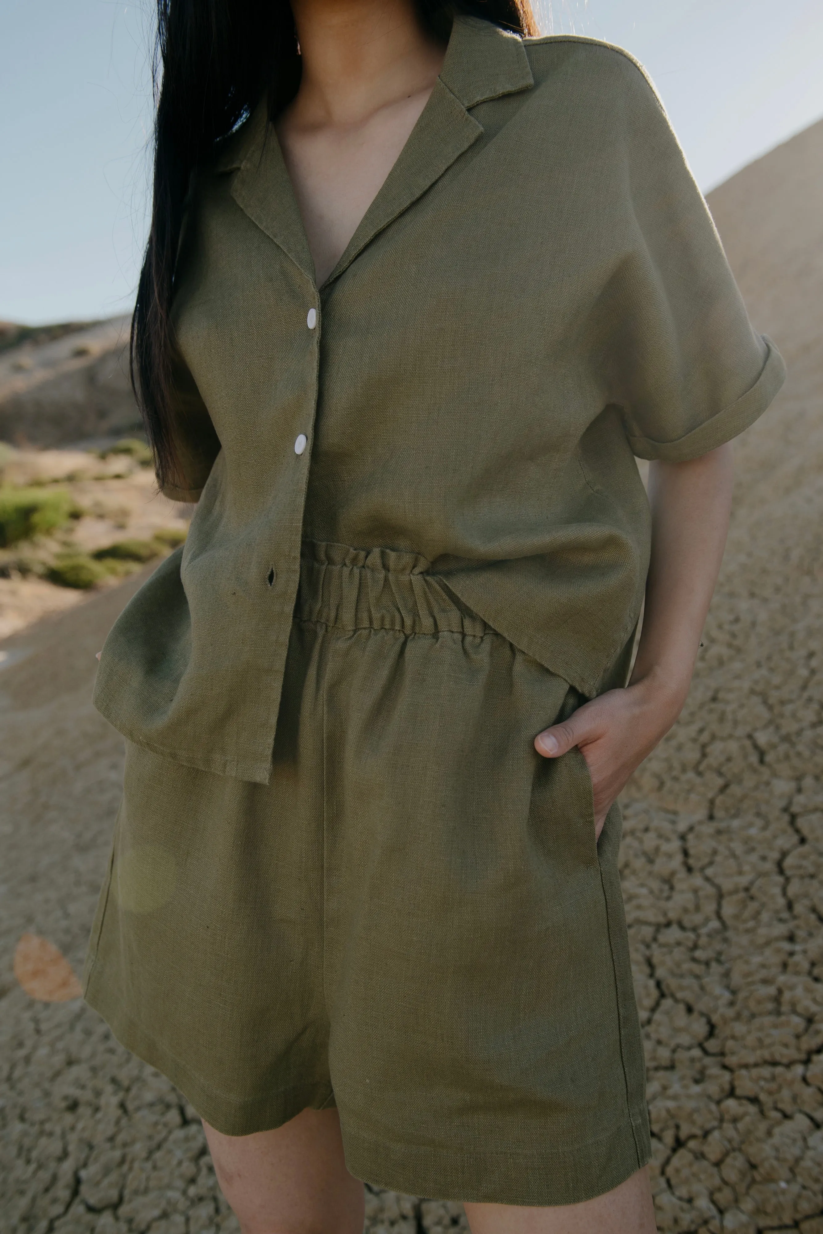 Paperbag Shorts Olive