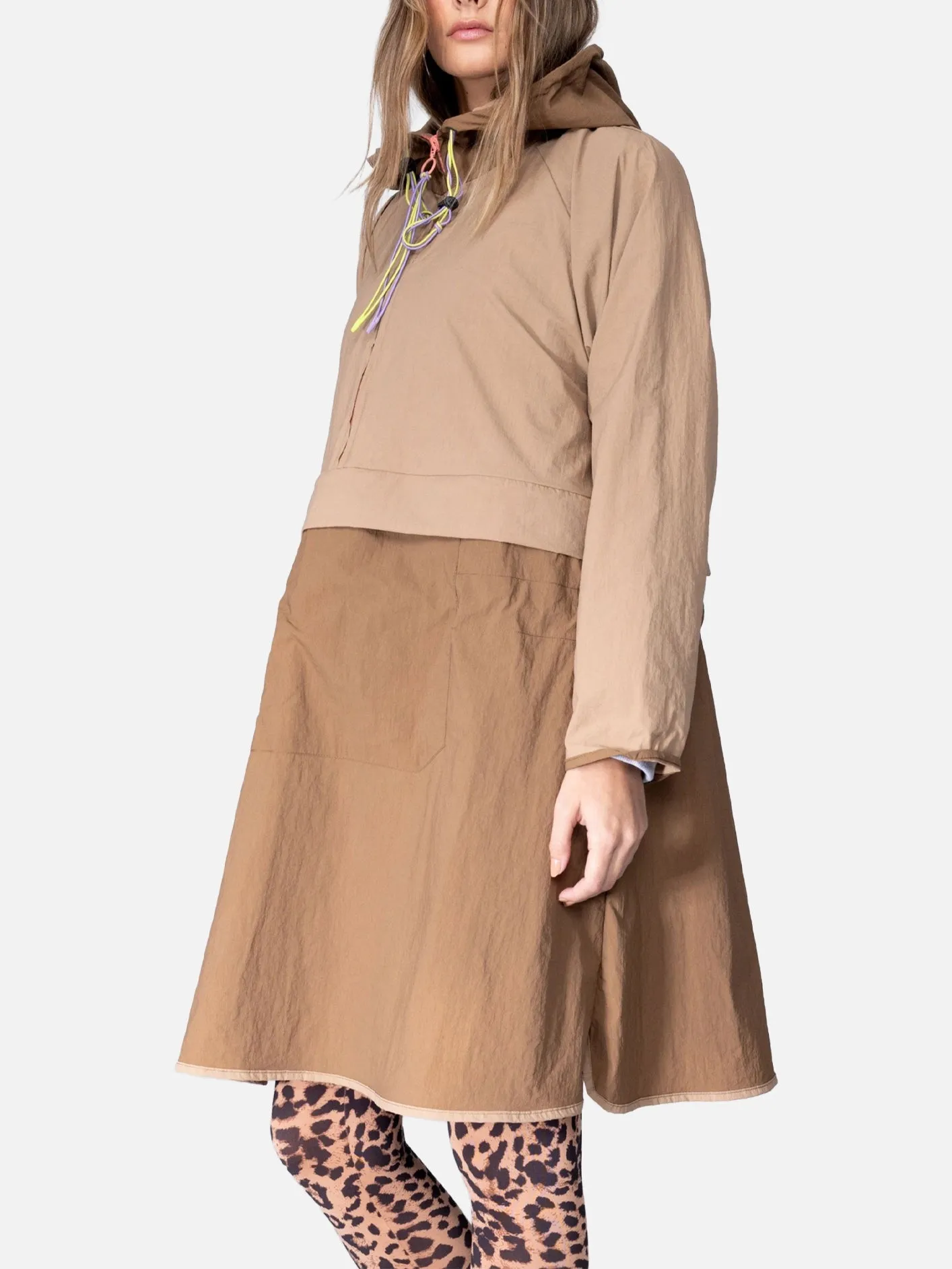 Parachute Zip Off Wind Braker - Latte Brown
