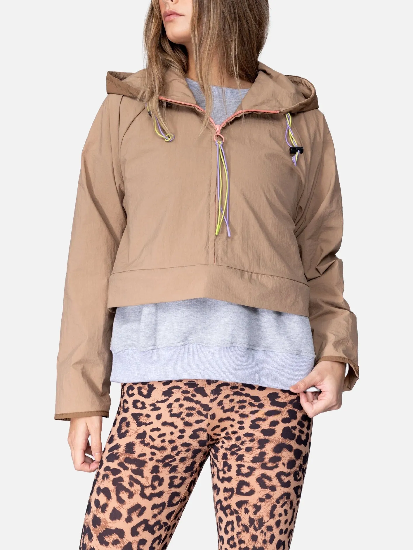 Parachute Zip Off Wind Braker - Latte Brown