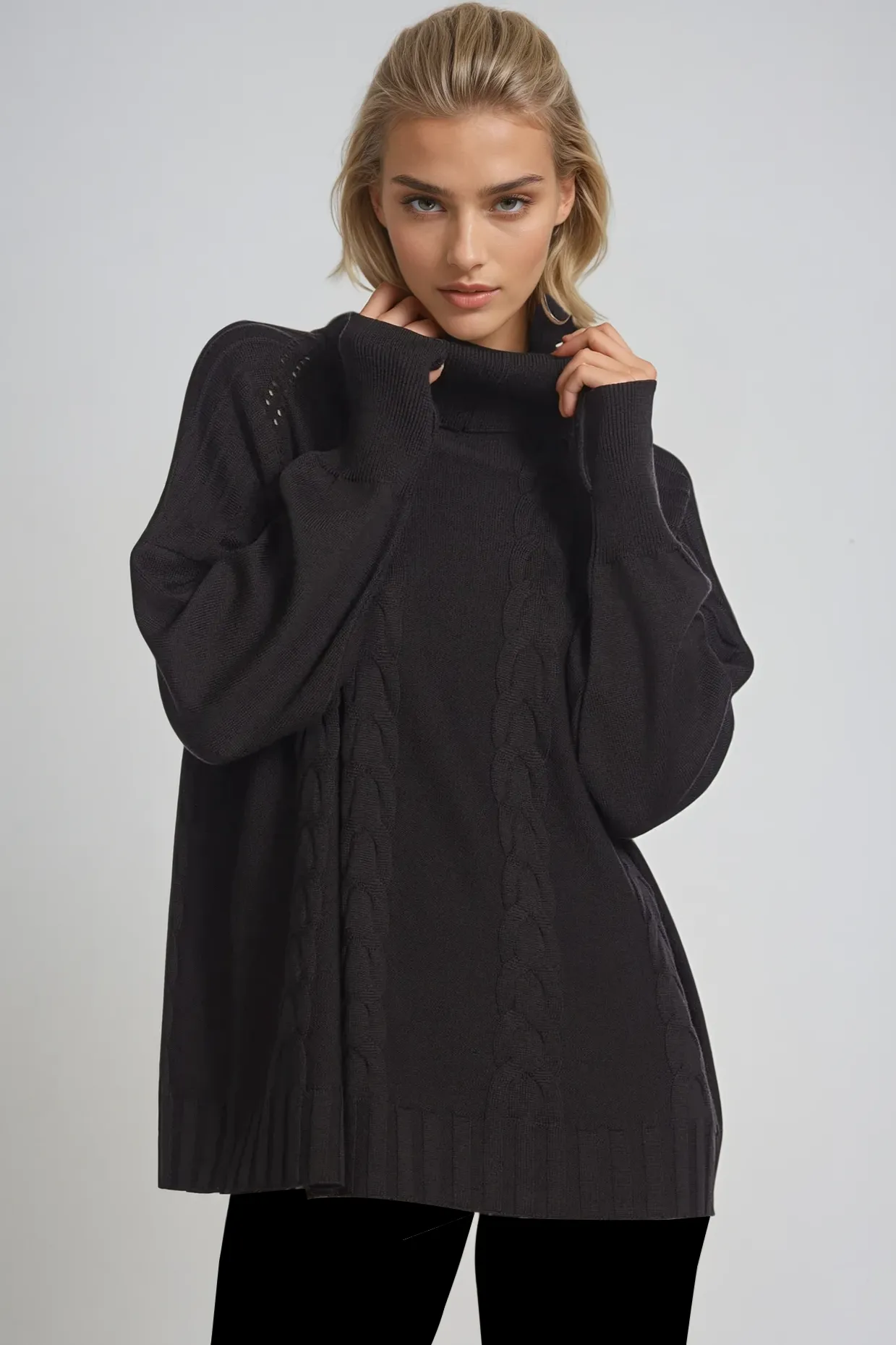 PAULA RYAN Cable Knit Jumper - Chocolate
