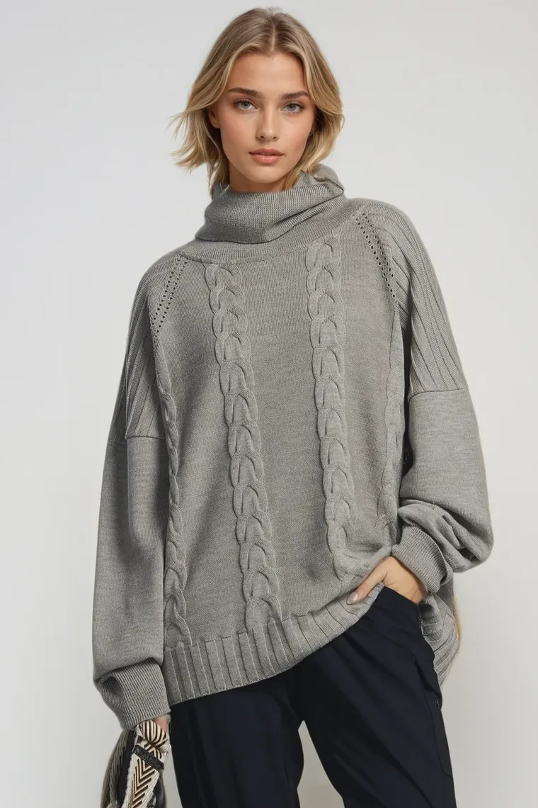 PAULA RYAN Cable Knit Jumper - Mink