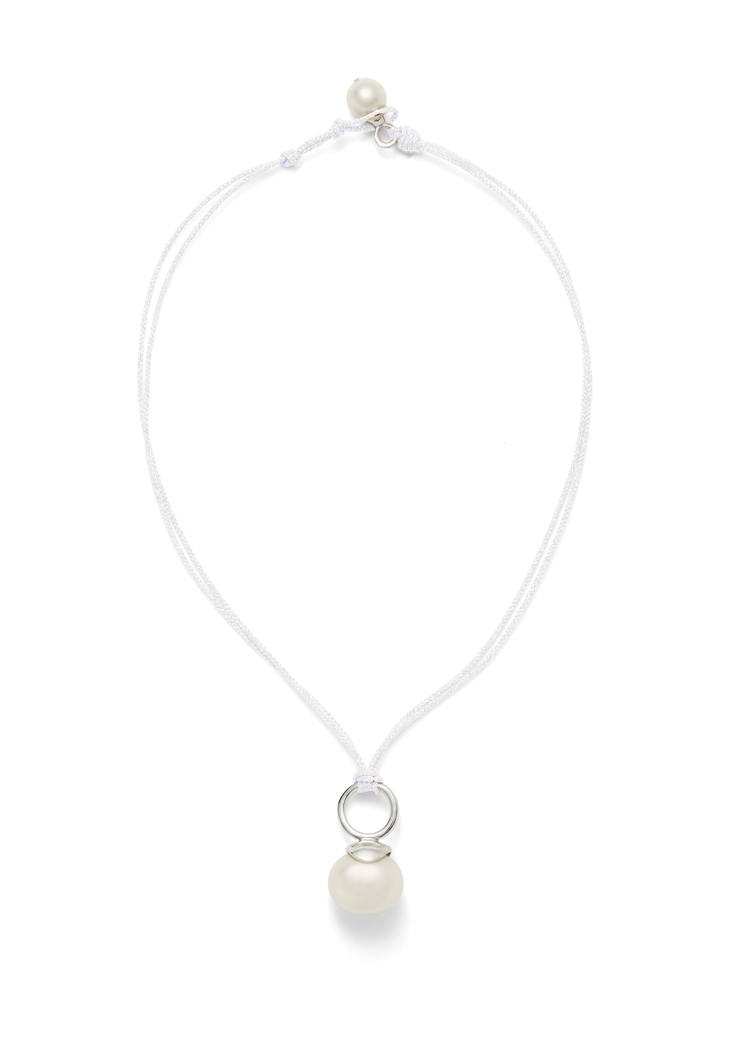 Pebble Pearl Cord Pendant Sterling