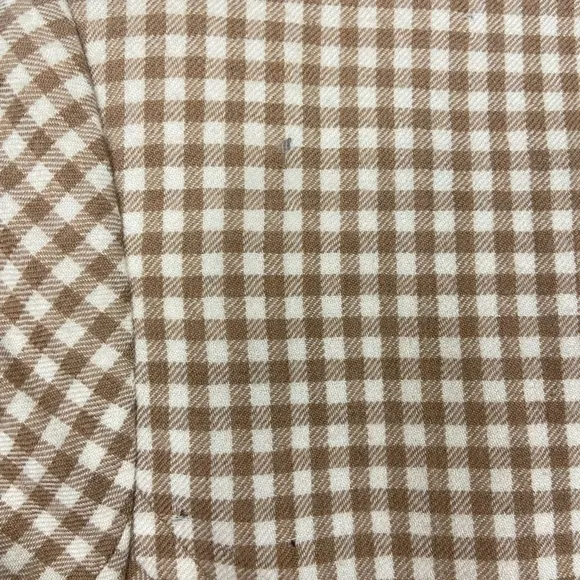 PENDLETON Tan and White Neutral Plaid Checkered Virgin Wool Boxy Blazer