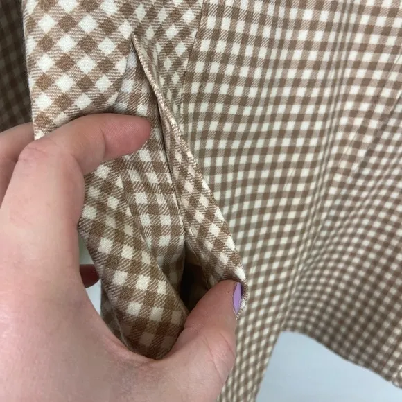 PENDLETON Tan and White Neutral Plaid Checkered Virgin Wool Boxy Blazer