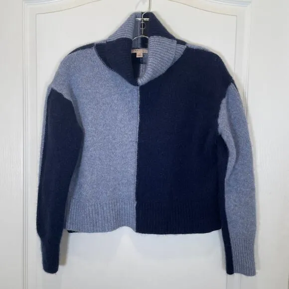 Philosophy 100% Cashmere Sweater Turtleneck Blue Colorblock Boxy L